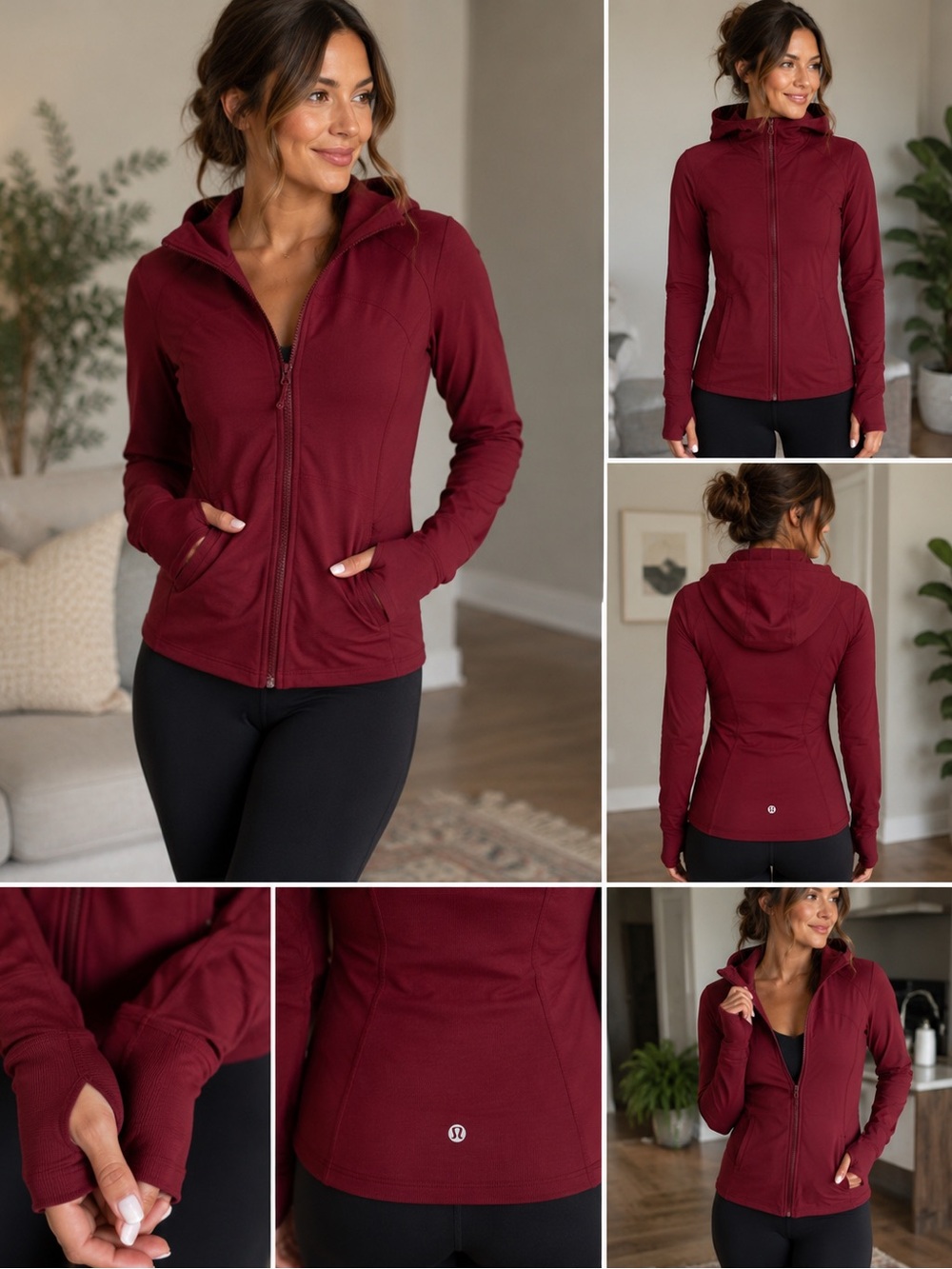 lululemon athletica Burgundy Hooded Zip Jacket